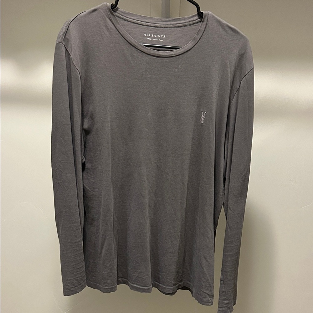 All Saints Charcoal Long Sleeve Men's Tee